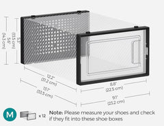 SONGMICS Shoe Boxes Storage Organizers Stackable Clear Plastic Boxes Set of 12 - Black
