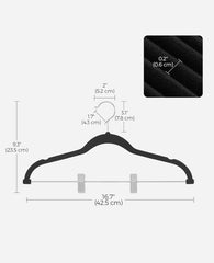 SONGMICS 16.7" Long Velvet Pant Hangers with Adjustable Clips Set of 50 - Black