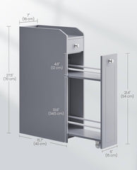 VASAGLE Slim Cabinet Narrow Storage Organizer w/ Slide Out Drawers - Gray