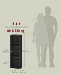 VASAGLE Bookshelf 3-Tier Bookcase Book Shelf w/ Open Storage Shelf - Black