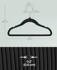 SONGMICS Baby Kids Hangers Silver w/ 360° Swivel Hooks Set of 50 - Black