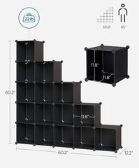 SONGMICS Cube Storage Organizer Closet Storage Set of 16 Cube - Black