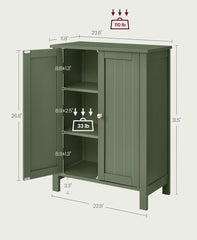 VASAGLE Floor Storage Cabinet Freestanding Unit w/ 2 Adjustable Shelves - Green