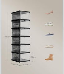 SONGMICS Foldable Shoe Cabinet w/ 6 Boxes Built-In Shoe Organiser - Black