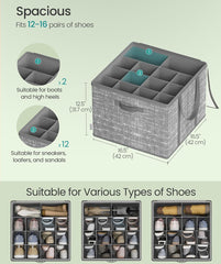 SONGMICS Shoe Organizer Storage Box w/ Clear Lid Set of 2- Gray