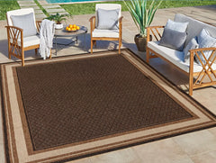 7'10" x 10' Gertmenia Ravenna Collection Outdoor Area Rug - Chestnut Sand Black