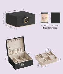 SONGMICS 2-Layer Jewelry Box Organizer w/ Handle Removable Tray - Black