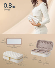 SONGMICS Travel Jewelry Case Travel Jewelry Box Organizer - Cloud White