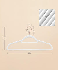 SONGMICS Velvet Hangers Clothes Hanger w/ Rose Gold Swivel Hook Set of 50 - White