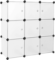 SONGMICS Cube Storage Organizer Closet Shelves Set of 9 Plastic Cubes - White