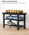 SONGMICS Shoe Rack 3-Tier Bamboo Storage Organizer Entryway Bench w/ Wall Hooks - Black