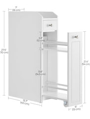 VASAGLE Slim Cabinet Narrow Storage Organizer w/ Slide Out Drawers - White