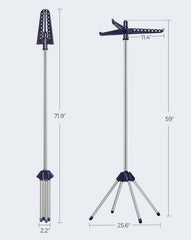SONGMICS Clothes Folding Laundry Drying Rack w/ 3 Rotatable Arms - Blue