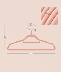 SONGMICS Velvet Hangers Clothes Hanger with Rose Gold Swivel Hook Non-Slip Set of 50 - Pink