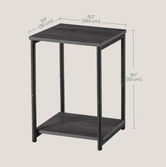 VASAGLE Side Small End Table Modern Tall Nightstand  Set of 2- Misty Gray