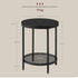 VASAGLE Side Bedside Table 2 Tier Wood Chipboard Tempered Glass - Black