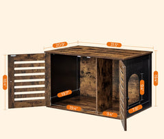 FendeaCat Litter Box Enclosure w/ Shutter Doors Hidden Litter Box - Rustic Brown