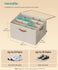 SONGMICS Shoe Organizer Storage Bin Fabric Container w/ Handles and Clear Cover - Beige