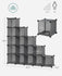SONGMICS Cube Storage Organizer Book Shelf Closet Organizers Set of 16 Plastic Cube - Gray