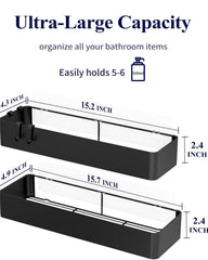 Kitsure Shower Caddy Adhesive Organizer Rustproof Metal Shelves Set of 2 - Black