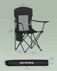 SONGMICS Breathable Camping Chairs Foldable Outdoor High Back w/ Adjustable Armrests Set of 2 - Black