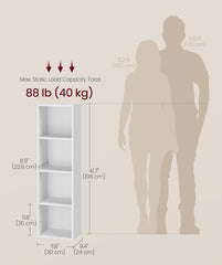 VASAGLE 4-Tier Bookshelf Bookcase Book Shelf w/ Open Storage - White