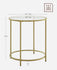 VASAGLE Round Side Glass End Table w/ Metal Frame Modern Style - Gold
