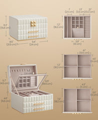 SONGMICS 3-Tier Jewelry Box / Mirror Organizer w/ 2 Drawers - Cloud White