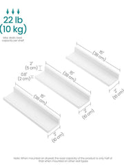 SONGMICS 15" Floating Wall Shelves Set of 3 - White