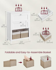 VASAGLE Bathroom Storage Freestanding Floor Cabinet w/ 2 Drawers - White