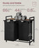 VASAGLE Laundry Hamper Basket Sorter w/ 2 Pull-Out and Removable Bags - Brown / Black