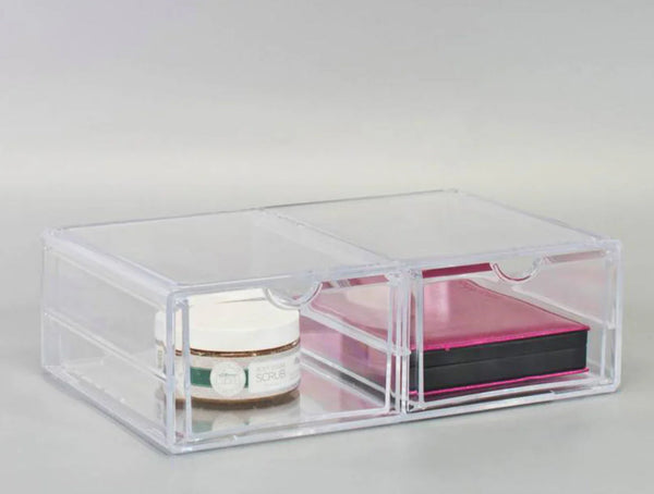 SORBUS 2pk Clear Acrylic Makeup Cosmetic Organizer Drawer Stackable (6"L x 7" W x 4"H Each Box) *Open Box*