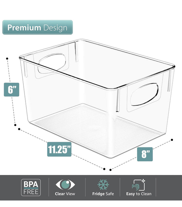 SORBUS 8pk Clear Acrylic Kitchen Pantry Bathroon Storage Bins