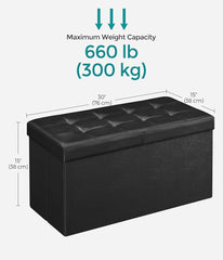SONGMICS - 30" Leather Storage Ottoman Bench w/ Flipping Lid - Black