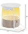 VASAGLE Side Table Charging Station Round End Fabric Basket w/ LED Nightstand USB Ports - White