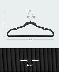 SONGMICS Velvet Hangers Non-Slip Clothes w/ Shoulder Notches Set of 50 - Black