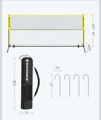 SONGMICS 13ft Badminton Height Adjustable Volleyball Pickleball Net - Yellow