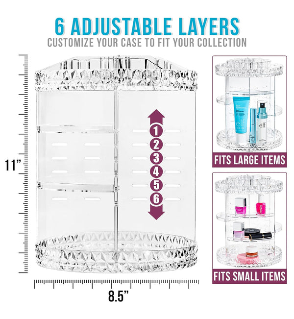 SORBUS Rotating 360 Makeup Organizer Clear Acrylic - Clear
