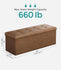 SONGMICS 43" Leather Folding Storage Bench Ottoman w/ Storage - Coffee Brown