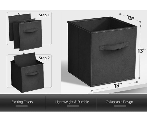 SORBUS 6pk Foldable Fabric Storage Cubes Cube 13"L x 13"W x 13"H - Black