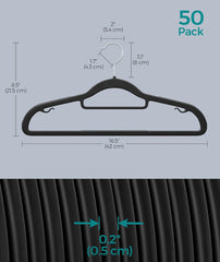 SONGMICS Coat Heavy-Duty Plastic Hangers w/ Non-Slip Design Set of 50 - Black