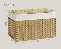 SONGMICS 27.7 Gal Storage Basket Woven Blanket Storage Bin w/ Handles - Natural