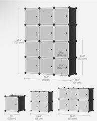 SONGMICS Cube Organizer Closet Storage Shelves Modular Bookcase Set of 12 Cube - Black