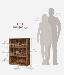 VASAGLE 3-Tier Bookshelf Bookcase Book Shelf w/ Open Storage - Brown