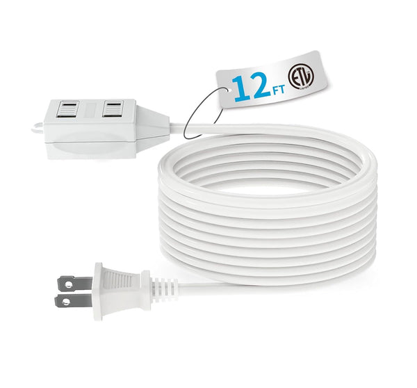TIFFCOFIO 12ft Indoor Extension Cord 3 Polarized Outlets