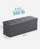 SONGMICS 43" Leather Folding Ottoman Bench w/ Storage - Dark Gray