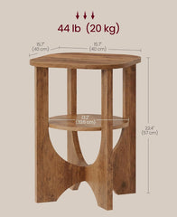 VASAGLE 2-Tier Small Accent End Table Nightstand w/ Lower Shelf - Honey Brown