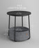 VASAGLE Small Round Side End Table Modern Nightstand w/ Fabric Basket - Ebony Black / Slate Gray