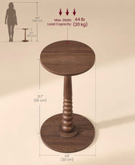 VASAGLE Round Side Small End Table Accent Nightstand Solid Wood Leg - Walnut