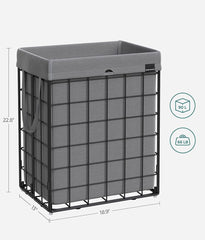 SONGMICS 23.8 Gal (90L) Laundry Hamper Basket Collapsible Clothes Hamper - Gray